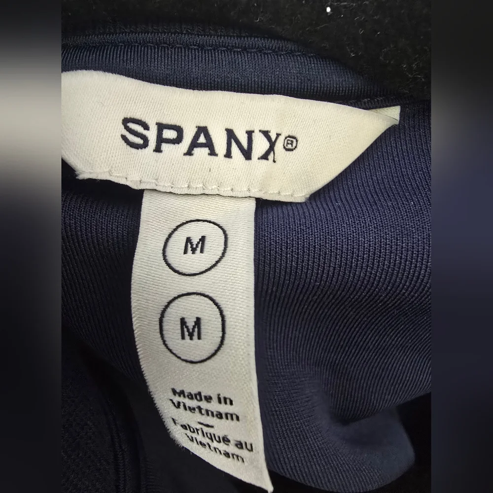 Spanx Airessentials Pique Sleeveless Mockneck Wide Leg Jumpsuit Sz Medium Navy - Picture 10 of 10